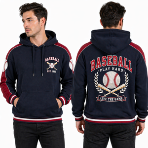 Sudadera con Capucha Estilo Universitario Premium, Sudadera con Capucha Bordada de Equipo de Béisbol, Ropa Urbana Personalizada, Sudadera para Hombre, Proveedor OEM, Venta al Por Mayor - Product Image 2
