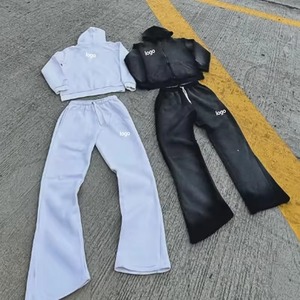 Conjunto de Sudadera con Capucha Unisex con Tinte Degradado, Forro Polar, Estilo Casual para Otoño, Corte Regular, Tejido con Bolsillo - Product Image 5
