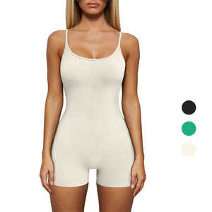 Precio al por mayor: Conjuntos de yoga y ropa de gimnasio transpirables para mujer con tirantes finos sin costuras, monos de fitness de talla grande con estampado de guinga. - Product Image 1