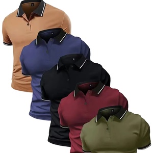 Set <b>of</b> <b>5</b> <b>Men's</b> Summer for <b>Shirts</b> 100% Cotton Solid Color Short Sleeve Breathable Anti-Wrinkle Quick Dry Sportswear - Product Image 1
