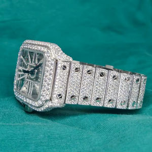 Montre-bracelet unisexe de luxe haut de gamme en quartz, sertie de moissanite et de diamants, design entièrement glacé, idéale pour les fêtes et anniversaires - Product Image 1