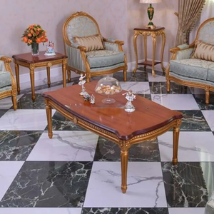 Juego de Sofás de Madera de Teca de Lujo con Encanto Vintage, Muebles Clásicos para Sala de Estar de Villa Europea, Diseño Elegante Tapizado a Mano - Product Image 6