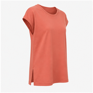 Camiseta de Mujer con Cuello Redondo, Manga Corta y Corte Holgado, Color Coral, WTS-0097 - Product Image 4