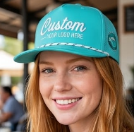 Wholesale 5 Panel Baseball Snapback Cap <b>Flat</b> Bill Laser Cut Hole Rope Golf <b>Hat</b> with Custom Embroidery logo with Rope - Product Image 6