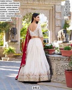 Kanaklata Zari Lehenga Choli-Wedding Diwali & Party Traditional Floor-Length Vichitra Silk with Sun Protection Quick Dry - Product Image 2