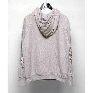 Sweat à capuche décontracté pour homme, coupe droite, avec logo personnalisé, effet délavé, en molleton et coton/élasthanne, manches raglan, design coupé - Product Image 2