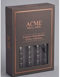 Smoky <b>Crystal</b> Bead <b>Mirror</b> Flatware Set <b>With</b> Grey <b>Crystal</b> Beaded Handles High <b>Mirror</b> Polish Dishwasher Safe For Wedding And Hotel - Product Image 4