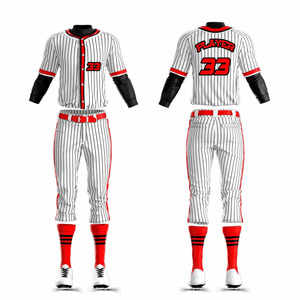 Custom Baseball Uniforms <b>Men</b> <b>White</b> Pinstripe Red Black Jersey <b>Pants</b> Breathable Polyester Adult Size OEM Service - Product Image 1