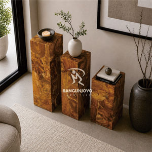 Ensemble de tables d'appoint en bois, design contemporain, meubles de salon modernes, finition en racine de teck durable - Product Image 3