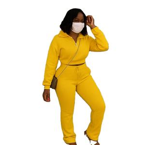 Ensemble de survêtement pour femme, style streetwear, deux pièces, uni, sexy, pour l'hiver, personnalisé, sweat-shirt court à demi-zip, taille plus, cordon de serrage, haute élasticité - Product Image 5