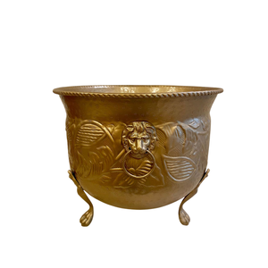 Maceta de Metal de Latón con Diseño Martillado, Color Bronce, Forma Ovalada, para Hogar, Balcón, Patio, Macetas Decorativas para Plantas - Product Image 2