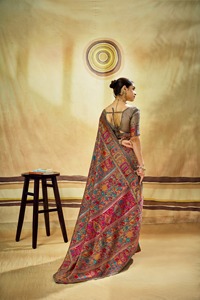 Sari de seda azul claro con borde bordado y blusa para mujer, ropa tradicional india para bodas - Product Image 2
