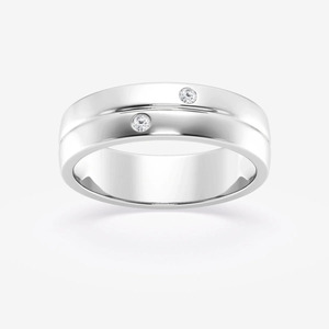 White Gold Flush <b>Set</b> Lab Grown Diamond <b>Men</b>’s Wedding Band <b>Ring</b> - Product Image 1