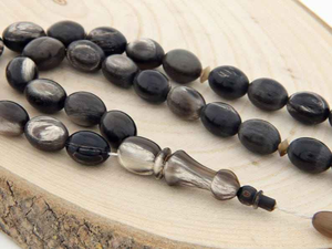Tasbih artisanal de qualité supérieure à 33 perles, 10mm 12mm, en corne de buffle véritable, objet d'art de collection, pour la prière musulmane - Product Image 2