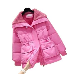 Nouveau femmes hiver coton-rembourré veste XL grande taille imprimé polaire coréen col montant épaissir pain bouffant court col montant - Product Image 1