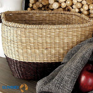 Panier à linge rustique en jacinthe d'eau, qualité export, écologique, durable, tissé à la main, multifonctionnel, organisateur de maison par Viettrustic - Product Image 4