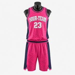 Conjunto de Uniforme de Baloncesto Sublimado Rosa Personalizado, Transpirable, de Secado Rápido, 100% Poliéster, Jersey y Pantalones Cortos Unisex, OEM, ODM, Marca Privada - Product Image 1