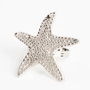 ที่ใส่ผ้าเช็ดปากรูปดาวทะเลสีเงินเมทัลลิกสุดหรู สำหรับงานเลี้ยงธีมชายหาด แหวนผ้าเช็ดปากรูปดาวทะเลสีเงินมีพื้นผิวสัมผัสที่ประณีต - Product Image 6