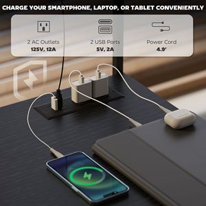 Scrivania da Gaming a L Nera da 156 cm con Prese di Corrente e Luci LED, Scrivania per Computer con Supporto Monitor e Ripiano CPU - Product Image 5