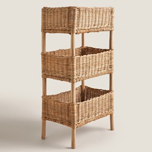Natural rattan <b>storage</b> rack 3 tier wicker basket stand excellent quality hand-crafted shelves - Product Image 6