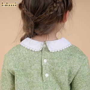 Suéter de Punto con Lazo de Color Salvia, Conjuntos de Ropa Casual para Niñas, 100% Algodón, Certificado OEKO-TEX-DR4499 - Product Image 5