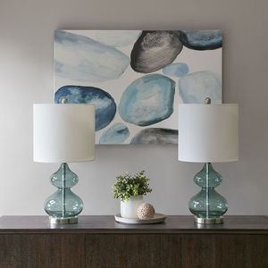 Set di 2 Lampade da Tavolo in Vetro Curvo Ellittico, Elegante Illuminazione per Arredamento Casa - Product Image 1