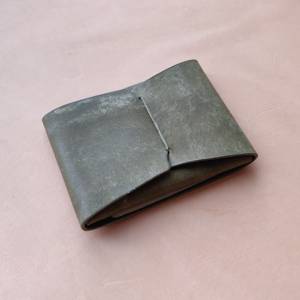 Premium Black Leather Seamless <b>Wallet</b> Grained Texture No Stitch Mini Card <b>Holder</b> For OEM Orders SLW-0029 - Product Image 5