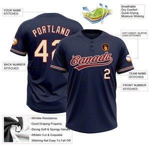 Maillot de baseball personnalisé avec lettres et numéros en twill, impression frontale, couleur unie, vêtements de sport pour hommes - Product Image 2