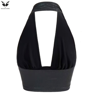 Ensemble deux pièces en cuir PU pour femme, col halter, crop top, mini-jupe fendue, sexy, haute qualité, séchage rapide, tenue de soirée, clubwear, 20236 - Product Image 3