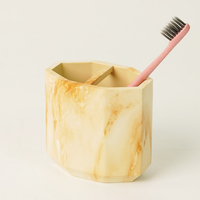 Ensemble de salle de bain personnalisé écologique en six pièces en résine dorée à transfert d'eau, distributeur de savon, porte-savon pour la maison et l'hôtel