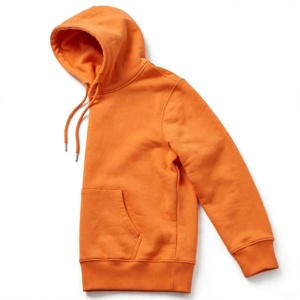Amkoor <b>Men's</b> <b>Orange</b> Hooded French Terry Solid Front Logo Casual Pocket <b>Hoodie</b> Regular Fit Winter Wear - Product Image 3
