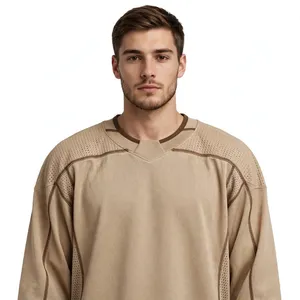 <b>Men's</b> Beige Polyester Ice Hockey Jersey Breathable Sleeveless <b>Pullover</b> Adult Sport Wear All Seasons - Product Image 1