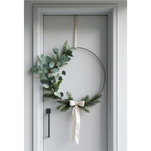 Boho Seasonal <b>Door</b> Hanging <b>Wreath</b> Rustic Autumn Floral Metal Hoop with Velvet Bow Dried Flowers Wall Decor <b>Christmas</b> Garlands - Product Image 2
