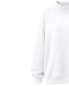 Sudadera de Forro Polar Blanca Personalizada para Mujer, Cuello Alto, Estilo Holgado, Informal, Cálida para Invierno, de Algodón y Poliéster, Ajuste Holgado, Top de Moda - Product Image 3