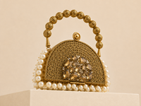 Pochette de Soirée de Luxe Dorée pour Femme, Mini Sac à Main en Laiton avec Broderie de Perles, Strass et Perles, pour Mariage et Fête, à Porter à la Main