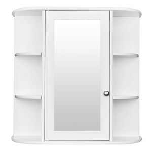 Single Door Wall Mount Bathroom <b>Cabinet</b> with Mirror 2-Tier Inner Shelves for Medicine <b>Storage</b> - Product Image 1