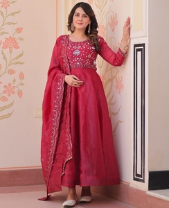 New Designer <b>Gold</b> Crush with Beads Embroidery Work Long Sleeve Anarkali Gowns for Wedding and Festival Wear Fancy <b>Clothes</b> - Product Image 1