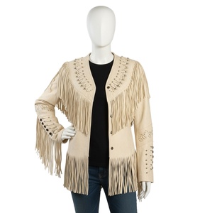 แจ็คเก็ตหนังแท้สไตล์ตะวันตกสำหรับผู้หญิง ออกแบบคุณภาพสูง แฟชั่นทันสมัย ขายส่งและรับสั่งทำ - Product Image 1