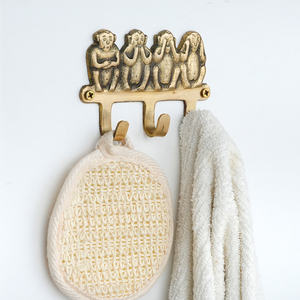 Handmade Golden Brass Monkey <b>Wall</b> Hook 3 Hooks Decorative Animal Pattern Coat Hanger Heavy Duty <b>Wall</b> Mounted Hooks and Hangers - Product Image 4