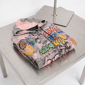 Sudadera con Capucha Extra Grande para Hombre, con Cierre, Estampado de Grafiti, Estilo Urbano, Felpa de Algodón, Ecológica, Ropa Casual de Invierno - Product Image 4