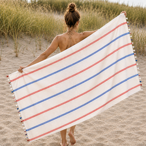 Serviette de plage Fouta à carreaux de haute qualité, serviettes turques Fouta personnalisées, serviettes de plage super absorbantes et écologiques. - Product Image 5