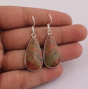925 <b>Sterling</b> <b>Silver</b> Fossil Coral <b>Earrings</b> Natural Ancient Stone Rectangular <b>Dangle</b> <b>Earrings</b> Handmade Jewelry Wholesaler Custom - Product Image 1