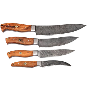 Ensemble de couteaux de chef en acier Damas avec étui en cuir, collection de couteaux de cuisine multi-usages pour les tâches culinaires et la préparation des aliments - Product Image 5