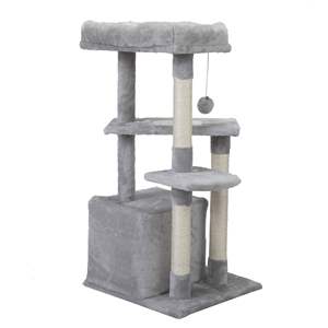 Grigio chiaro doppio livello gatto albero Stand mobili per gattini con la torre di attività posti Kitty Pet casetta - Product Image 1