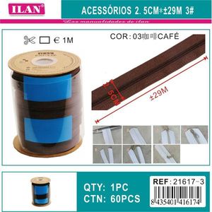 Cerniera 2,5 cm x 29 m N. 3 Colore Caffè per Cucito e Artigianato - Product Image 3