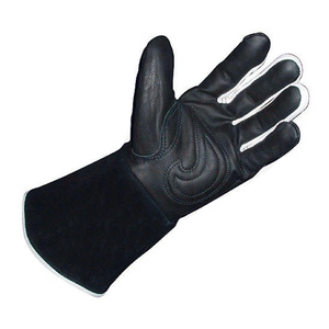 Gants de soudeur en cuir de chèvre et croûte de cuir de vache, noirs, doux au toucher, résistants à la chaleur et aux étincelles, pour la lutte contre les incendies - Product Image 3