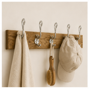 Handmade Solid Wood Wall Mounted Coat <b>Rack</b> with 5 Elegant Swan Design Hooks Entryway Organizer for Coats Hats and Bags - Product Image 2