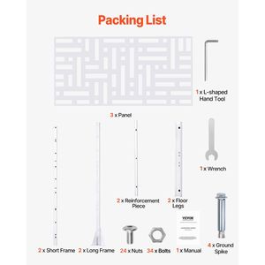 Schermo per la privacy da esterno 119,4 cm x 193,5 cm, divisorio decorativo autoportante a 3 pannelli per giardino, con supporto in metallo, resistente alle intemperie e divisorio per ambienti - Product Image 6