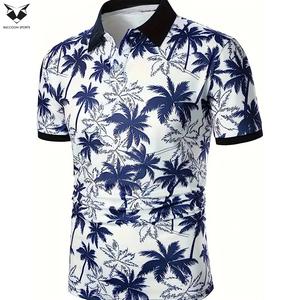 เสื้อเชิ้ตพิมพ์ลายดอกไม้สำหรับผู้ชาย แขนสั้น ติดกระดุม คุณภาพดีเยี่ยม เสื้อโปโลพิมพ์ลายสำหรับผู้ชาย - Product Image 2