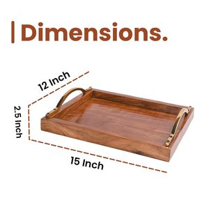 Elegante Bandeja Rectangular para Servir con Asas Metálicas, Material de Madera Ecológico, Diseño de Lujo para Uso Doméstico - Product Image 2
